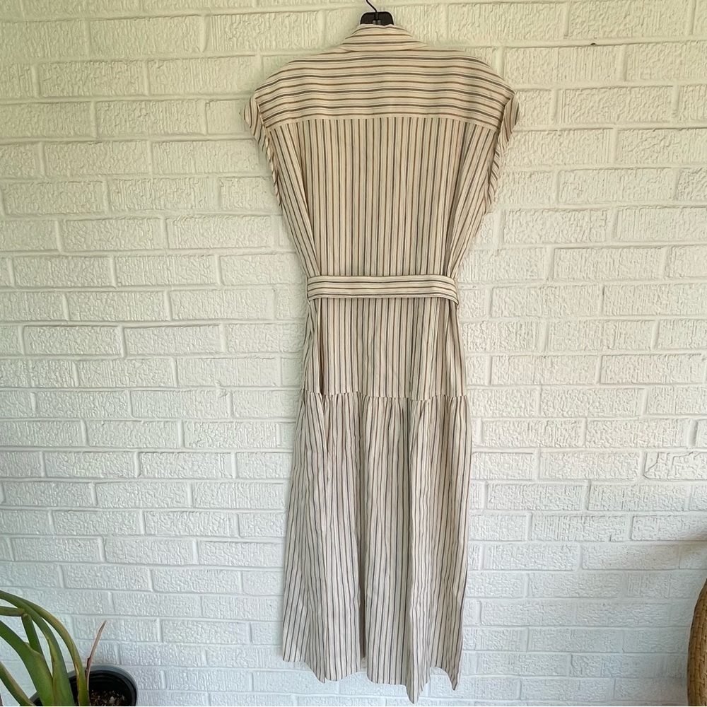 NEW Derek Lam 10 Crosby Laurel Striped Linen Blend Midi Dress Tan Stripe 6 NWT - Picture 10 of 13